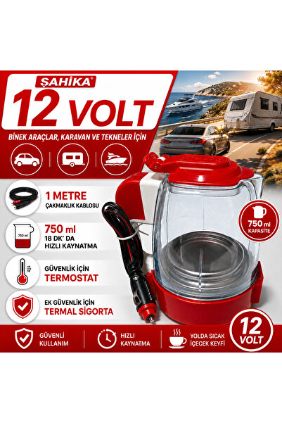 Genel Markalar Şahikatermo 12 Volt Binek Araç & Karavan Için Oto Kettle (GİZL...
