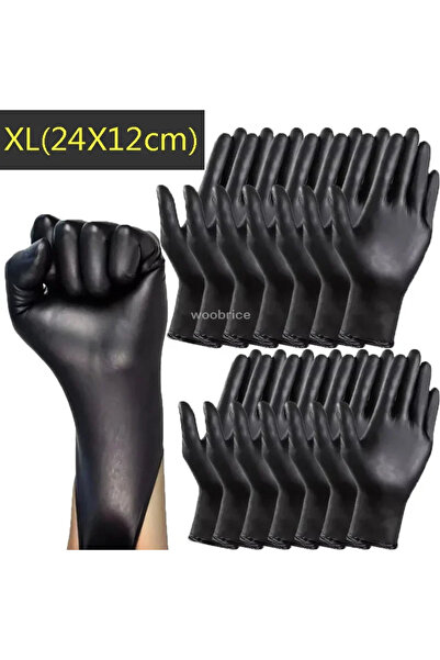 Choice 100PCS (50 pairs) XL-24x12cm Black Nitrile Gloves Disposable Gloves fo...