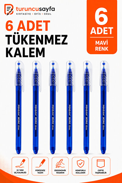 everart Büro Tükenmez Kalem 1.0 Mm Mavi 6 Adet