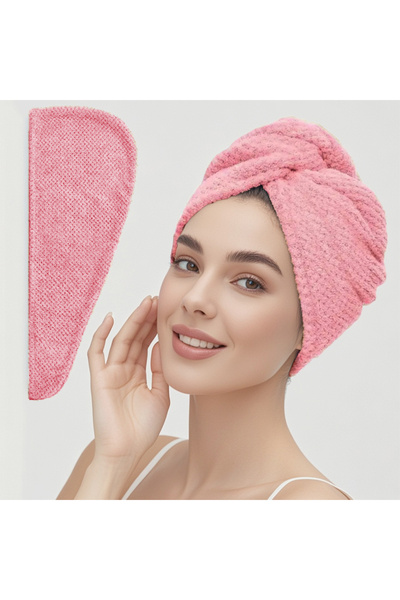 Choice Pink-up Solid Color Hair Towel Textured Dry Hair Cap 9.8' X 25.5' Abso...