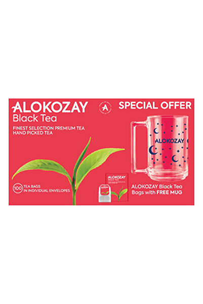 Alokozay Premium Black Tea - 100 Individual Enveloped Tea Bags + Mug - Limite...