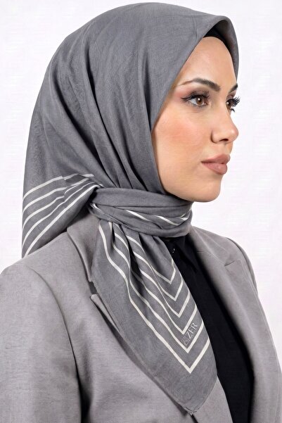 hadiora Women's Gray Striped Organic Cotton Soft Scarf