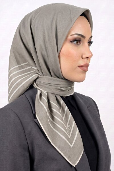 hadiora Women's Ecru Striped Organic Cotton Soft Scarf