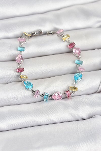 Inure Jewelry Mixed Color Silver Color Gema Women's Bracelet with Crystal Sto...