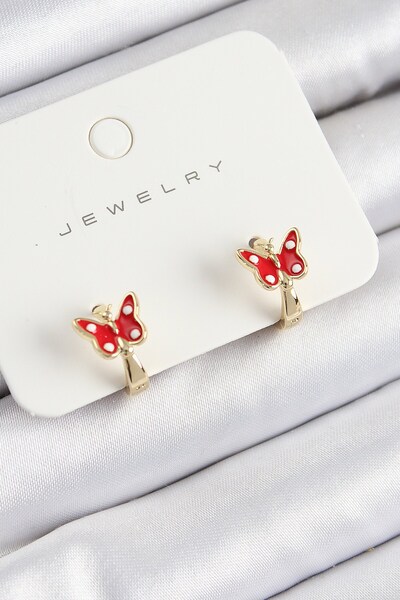 Inure Jewelry أقراط أطفال نموذج الفراشة النحاسية باللون الذهبي