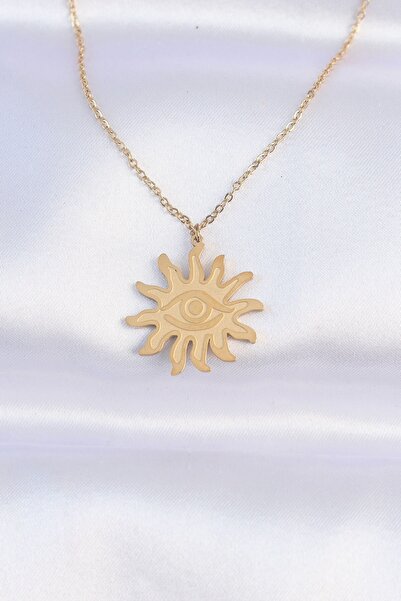 Inure Jewelry 316L سلسلة الصلب لون الذهب قلادة تصميم العين الشمس