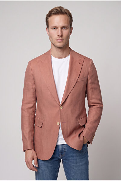 D'S Damat Ds Damat Regular Fit Cinnamon Dobby Fabric Jacket
