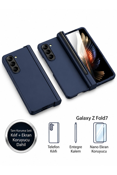 Deppo Trend Samsung Galaxy Z Fold 7 Uyumlu Kalemli Kılıf Kamera Korumalı Katl...