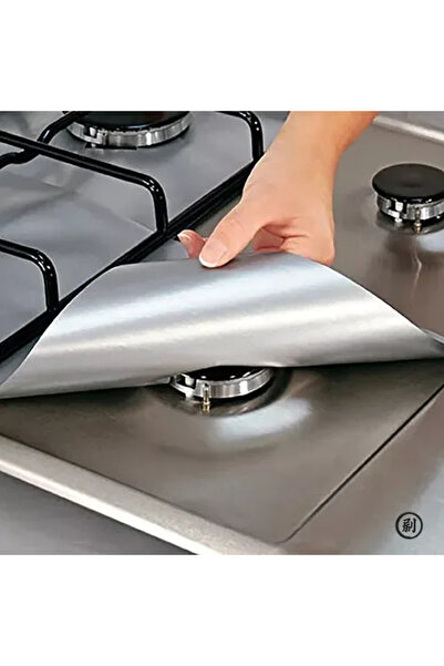 Choice 4 pcs silver 4 Pcs Square Foil Gas Hob Protector Liner Easy Clean Reus...