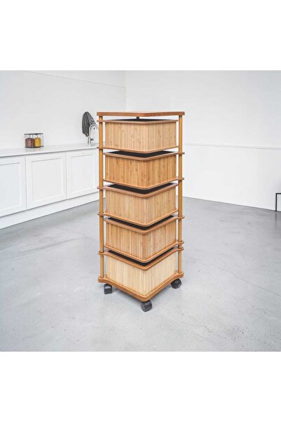 ARBOR EV BAMBU SEBZELİK VE ORGANİZER 5 KATLI KARE KEMENÇE