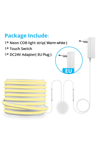 Choice شريط إضاءة LED جديد بتقنية COB، بطول 2 متر (6.56 قدم)، أبيض دافئ، مزود...