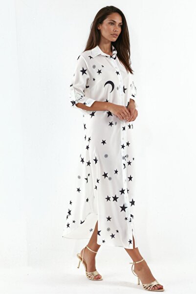Hiccup Msn Text Printed Long Shirt Dress