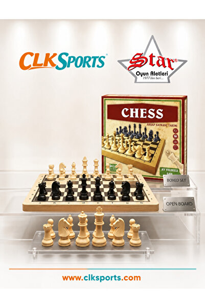 Star Ay Yıldızlı Şah Chess Ahşap Satranç Takımı