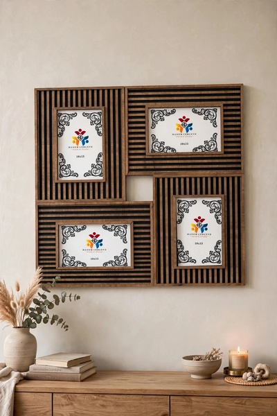HANEM 4'lü 10x15 Kolaj Dekoratif Fotoğraf Çerçevesi & Ahşap MDF