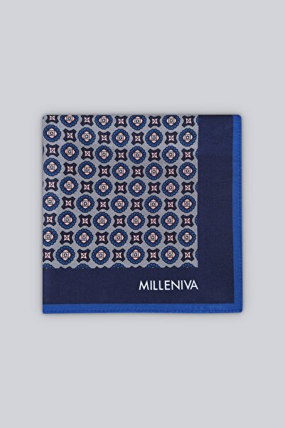 Milleniva وشاح مربع ناعم الملمس مقاس 70x70 باللون الأزرق الوردي بنمط ريترو موتيف