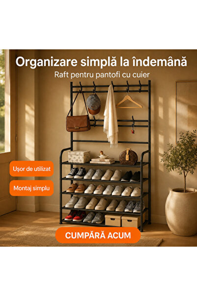 OEM Cuier cu Pantofar Metalic – 5 Rafturi (RO-V10)