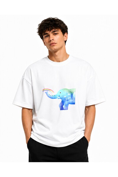 Inscriptie Tricou Unisex Bumbac Premium Casual " Desen elefant "