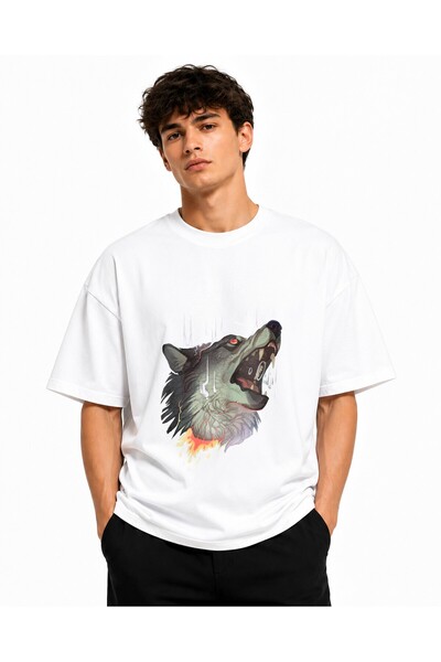 Inscriptie Tricou Unisex Bumbac Premium Casual " Neo traditional wolf "