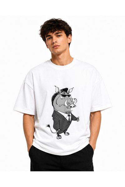 Inscriptie Unisex Premium Cotton Casual T-Shirt "Pig in a Suit"