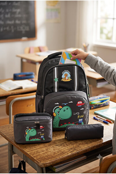 Relaxion Set of 3 Children's Primary School Bags with Pen Holder and Lunch Ba...