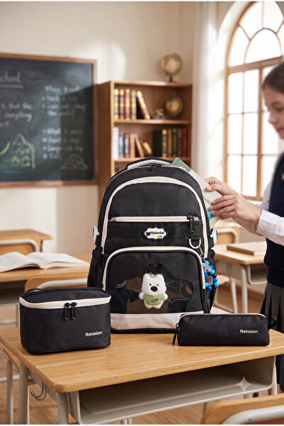 Relaxion Set of 3 Children's Primary School Bags with Pen Holder and Lunch Ba...