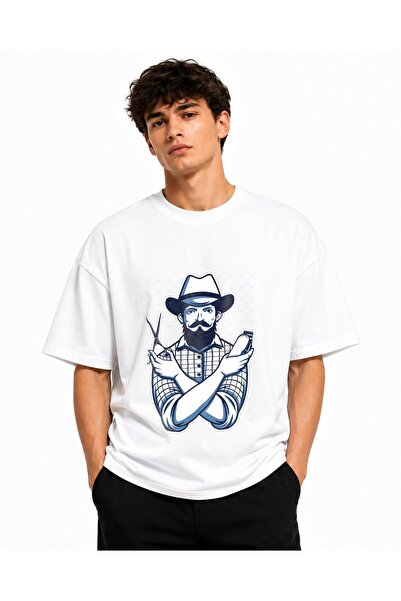 Inscriptie Tricou Unisex Bumbac Premium Casual " Barbershop "