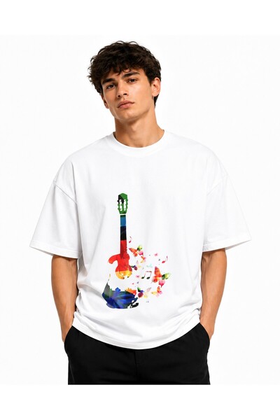 Inscriptie Tricou Unisex Bumbac Premium Casual " Guitar butterflies "