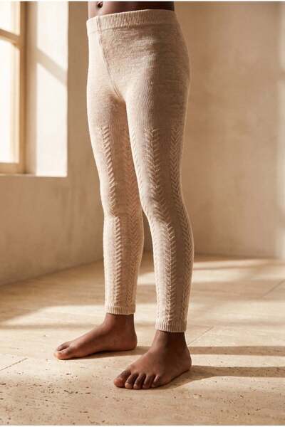 Katia&Bony Girl's Cotton Footless Pantyhose Beige Melange