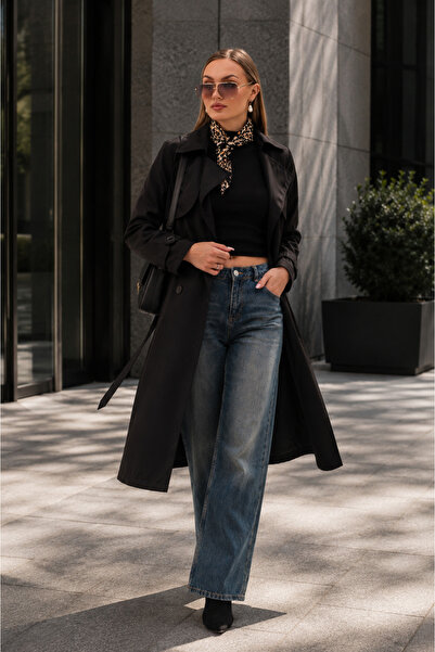 ŞİMAL Women's Belted Long Trench Coat 255115 -
