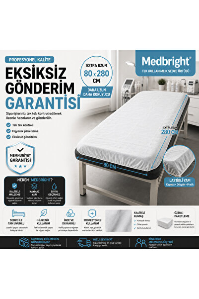 MEDBRIGHT 100 Pieces 80x280 Xl Extra Long Elastic Disposable Stretcher Cover