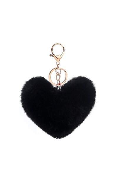 Choice 02 New Heart Plush Hair Ball Keychain Women Leopard Pompom Love Car Ke...