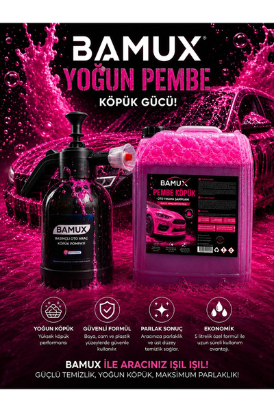 Bamux 5 Lt Yoğun Pembe Köpük + Köpük Pompası | Cilalı Yoğun Köpük | Boya Dost...