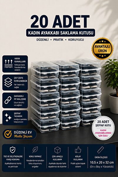DRİPON TARIMSAL SULAMADA 10 NUMARA 20 ADET ŞEFFAF KADIN AYAKKABI SAKLAMA KUTU...