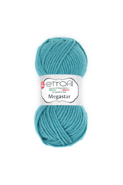 Etrofil Megastar Knitting Yarn Turquoise Blue 75% Acrylic 25% Wool 100g 110m ...