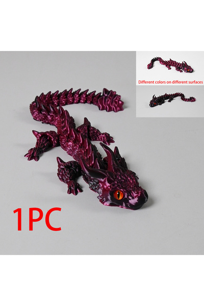 Choice d05-Burgundy-1pc تمثال تنين ساحر مطبوع بتقنية ثلاثية الأبعاد بقرنين وع...