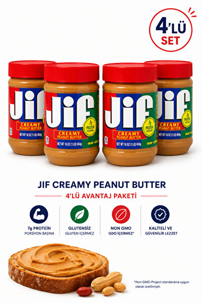 Jif Krema Fıstık Ezmesi 454 Gr X 4 Adet