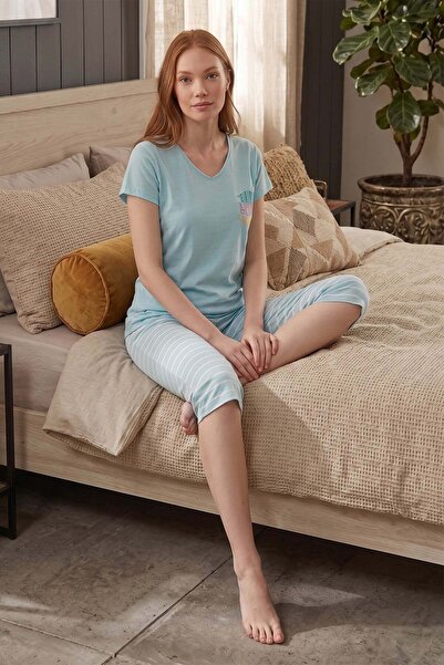 Fulla Moda Crew Neck Text Printed Pajama Set