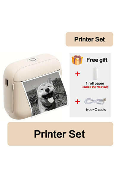 Choice6 Beige Printer Set 58MM Mini Portable Thermal Printer Pocket Photo Pri...