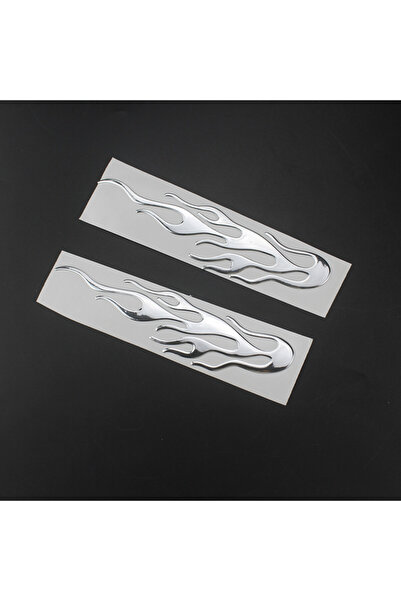 Choice Silver Universal Motorcycle 3D Flame Fire Reflective Sticker Vinyl Dec...