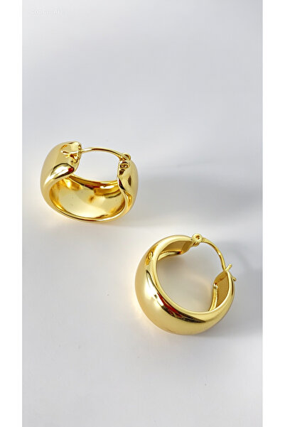 Awa Jewelry Collection Kalın Gold Halka Çelik Küpe