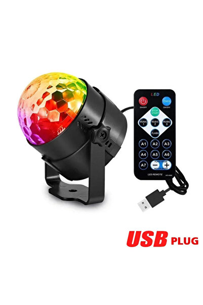 Heinast USB Plug RGB LED Stage Disco Light Rotating DJ Ball Strobe Remote Sou...