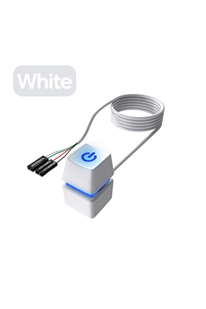Choice 1.8m White Computer Desktop Switch Blue LED Lights PC Motherboard Exte...