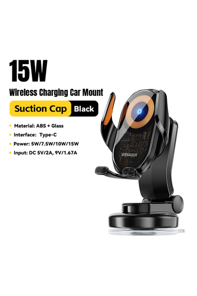 Choice1 ESSAGER Suction cup type Essager 15W Magnetic Wireless Car Charger fo...