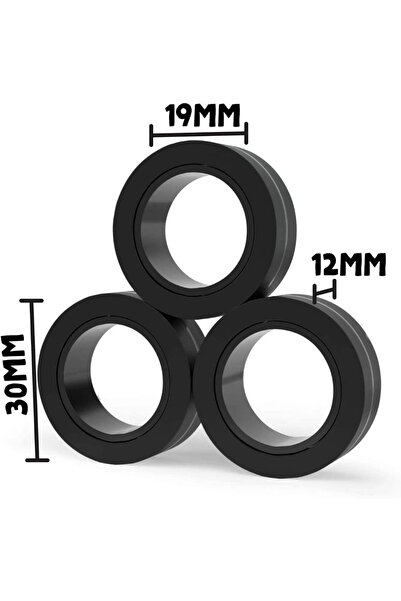 Choice All Black Sell Well 3PC Stress Reduction Magnetic Ring Toy, Color Ring...