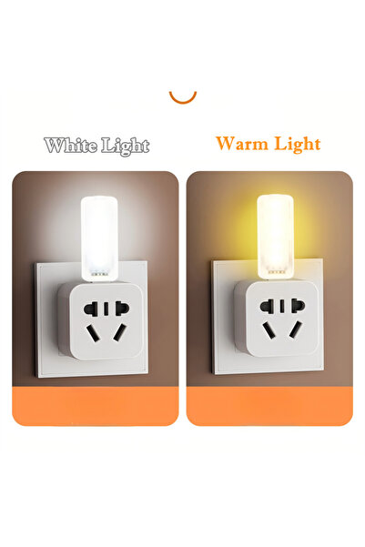 Choice مصباح ليلي أبيض ودافئ مزود بـ 10 مصابيح LED، يعمل باللمس، مزود بمنفذ U...