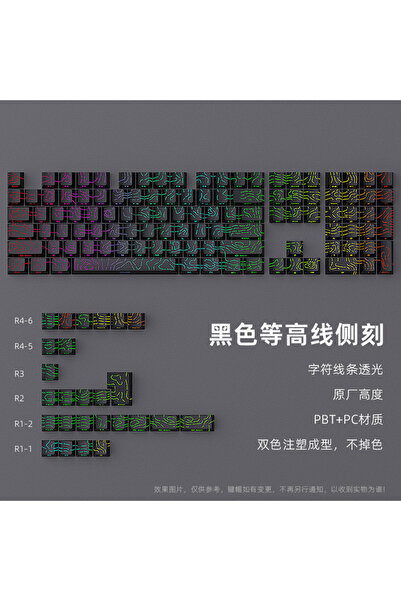 Choice 134keys Black 2025 Super Contour PBT Keycaps Side Glow Light Mechanica...
