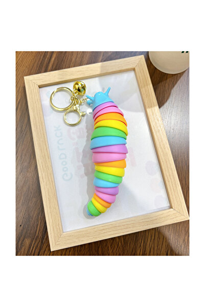Choice SKY BLUE Fidget Slug Keychain Toys 3D Articulated Stretch Caterpillar ...