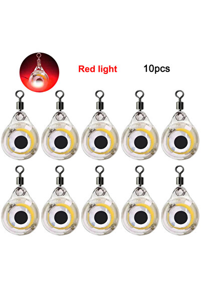 APWIKOGER Red 10pcs LED Attracting Fish Light Mini Deep Drop Underwater Eye S...