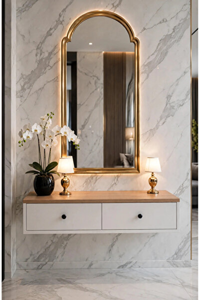 ENG AHŞAP Modern MDF 2 Kapaklı Makyaj Masası - Dresuar