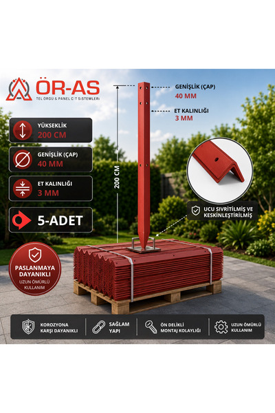 ÖR-AS TEL ÖRGÜ & PANEL ÇİT SİSTEMLERİ Köşebent Demir Kazık Sivri Antipaslı -(...